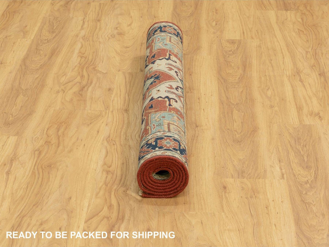 4'1" x 6'0" New Hand Knotted Red Wool Rectangle Oriental Rug - MOA10262021