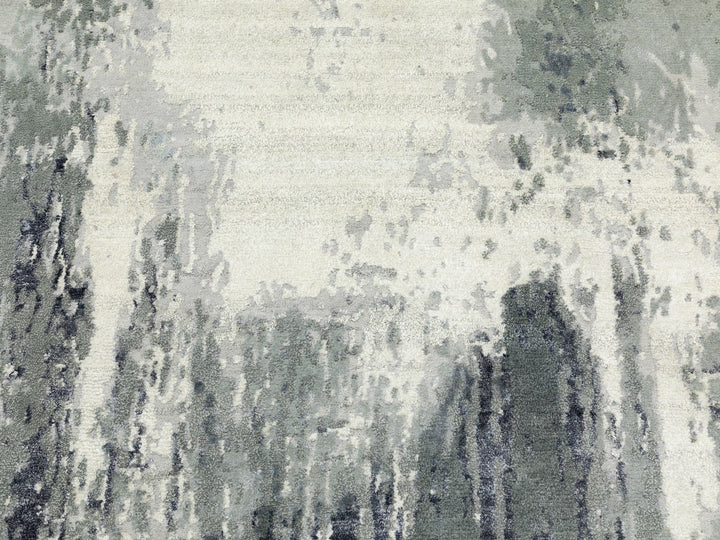4'3" x 10'0" New Hand Knotted Grey Wool & Silk Runner Oriental Rug - MOA10262024