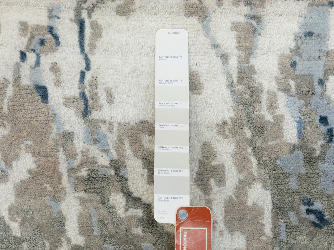 3'1" x 5'0" New Hand Knotted Blue Wool & Silk Rectangle Oriental Rug - MOA10262028