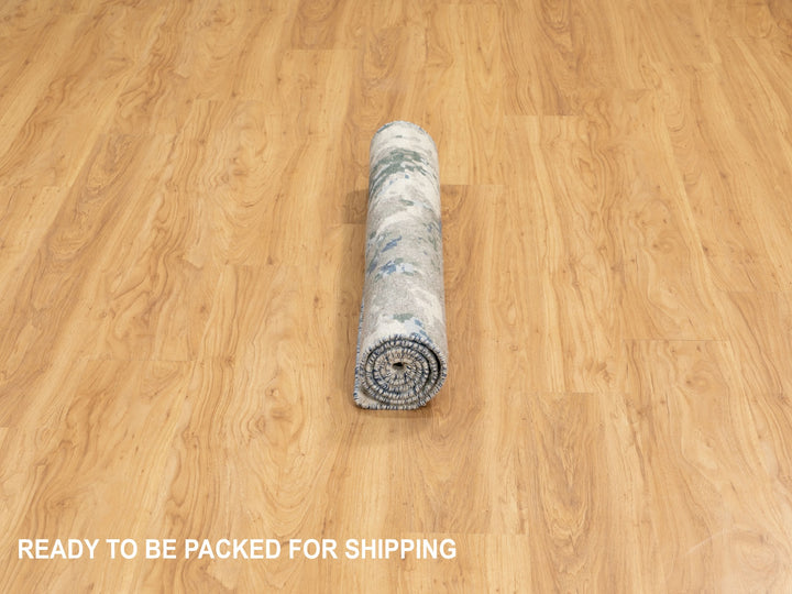 3'1" x 5'0" New Hand Knotted Blue Wool & Silk Rectangle Oriental Rug - MOA10262028