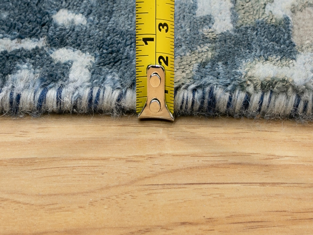 3'1" x 5'0" New Hand Knotted Blue Wool & Silk Rectangle Oriental Rug - MOA10262028