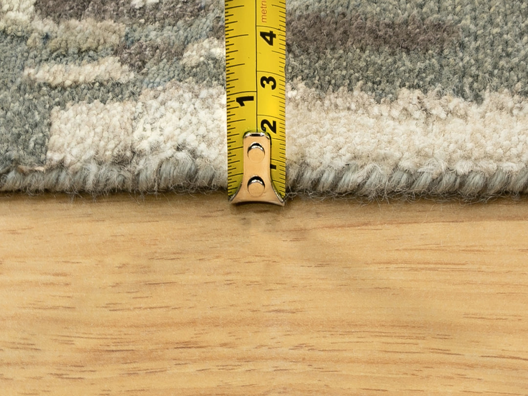 4'0" x 12'0" New Hand Knotted Grey Wool & Silk Runner Oriental Rug - MOA10262034