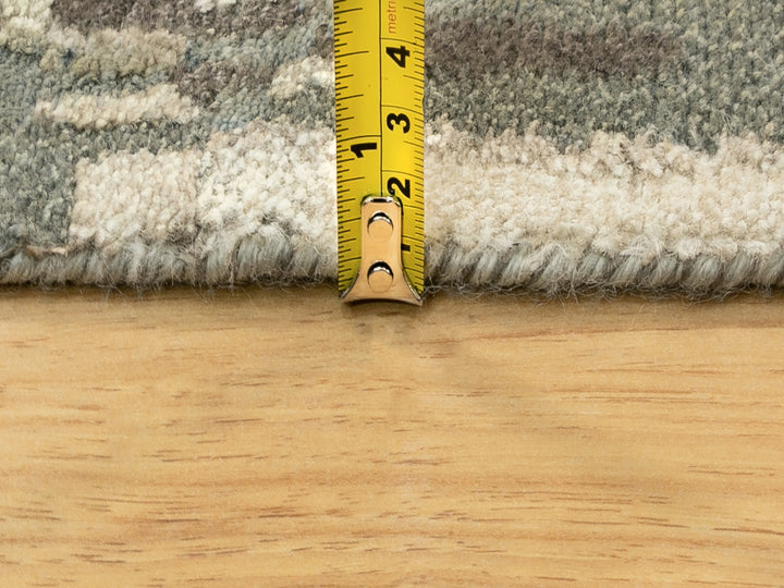 4'0" x 12'0" New Hand Knotted Grey Wool & Silk Runner Oriental Rug - MOA10262034