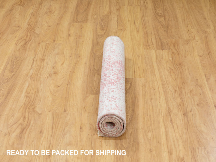 3'0" x 5'0" New Hand Knotted Pink Wool & Pure Silk Rectangle Oriental Rug - MOA10262043