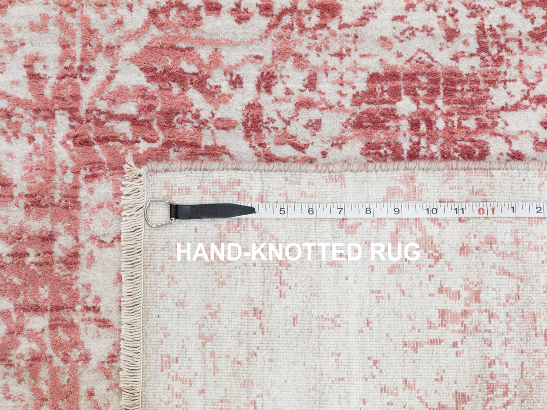 3'0" x 5'0" New Hand Knotted Pink Wool & Pure Silk Rectangle Oriental Rug - MOA10262043