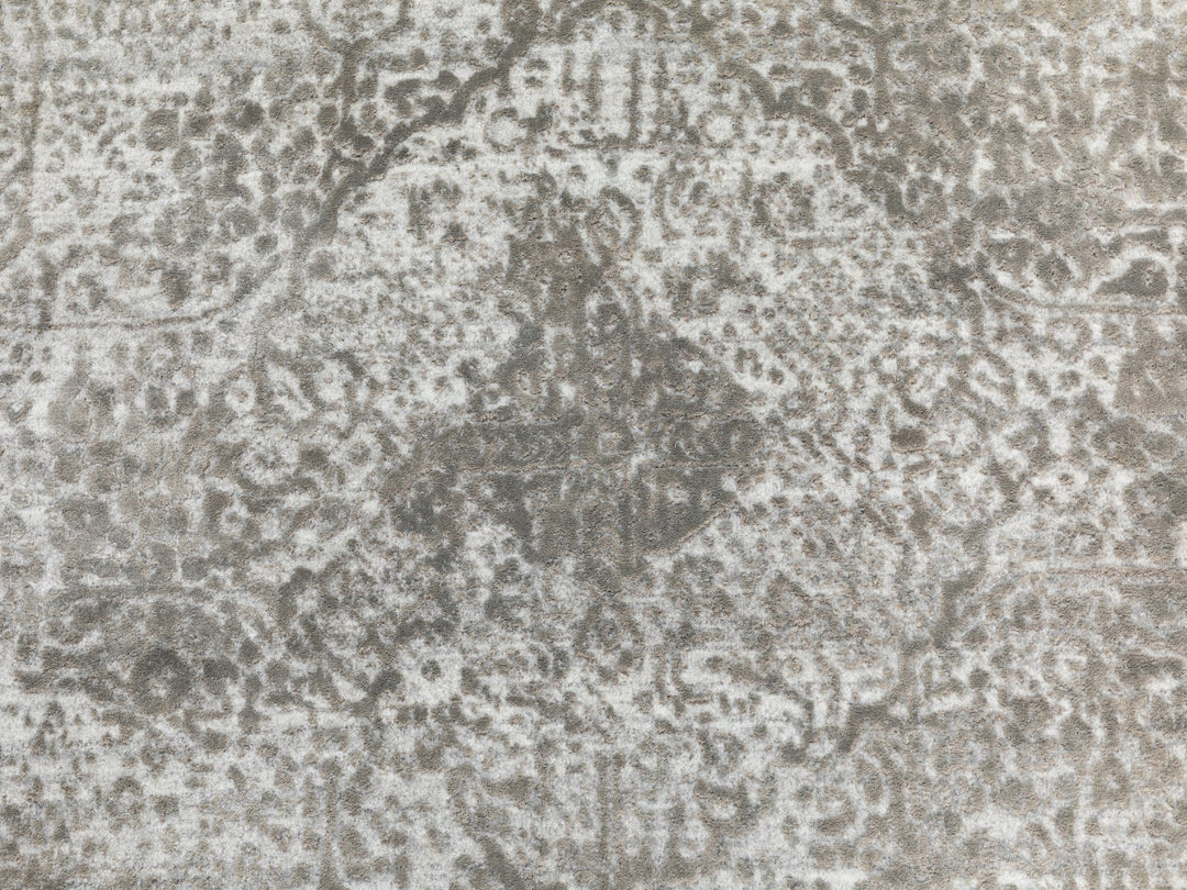6'0" x 6'0" New Hand Knotted Grey Wool & Pure Silk Round Oriental Rug - MOA10262054
