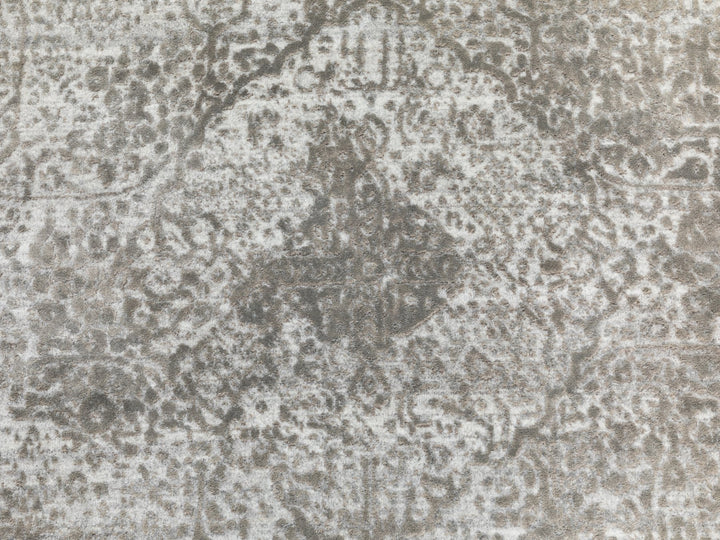 6'0" x 6'0" New Hand Knotted Grey Wool & Pure Silk Round Oriental Rug - MOA10262054