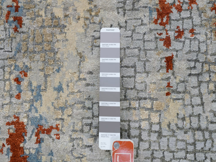 2'6" x 5'10" New Hand Knotted Orange Wool & Silk Runner Oriental Rug - MOA10262111