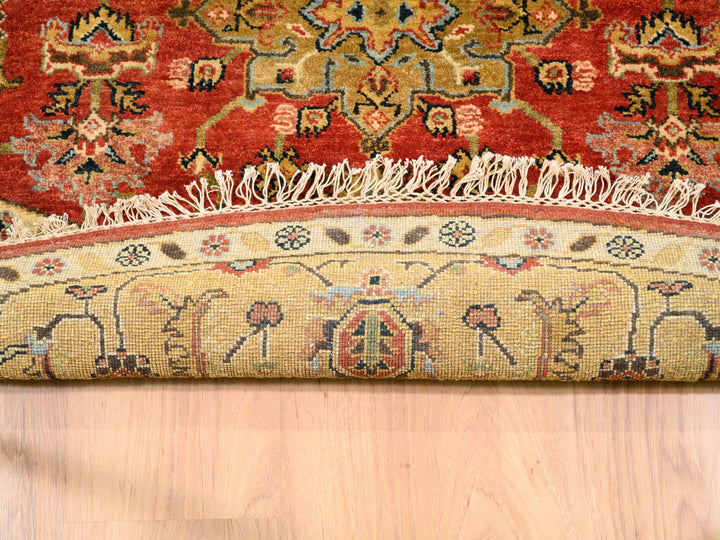 7'9" x 7'9" New Hand Knotted Red Wool Round Oriental Rug - MOA10262132