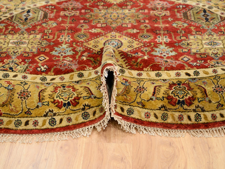 7'9" x 7'9" New Hand Knotted Red Wool Round Oriental Rug - MOA10262132