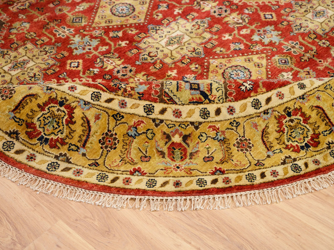 7'9" x 7'9" New Hand Knotted Red Wool Round Oriental Rug - MOA10262132