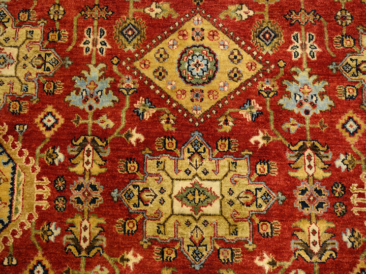 7'9" x 7'9" New Hand Knotted Red Wool Round Oriental Rug - MOA10262132