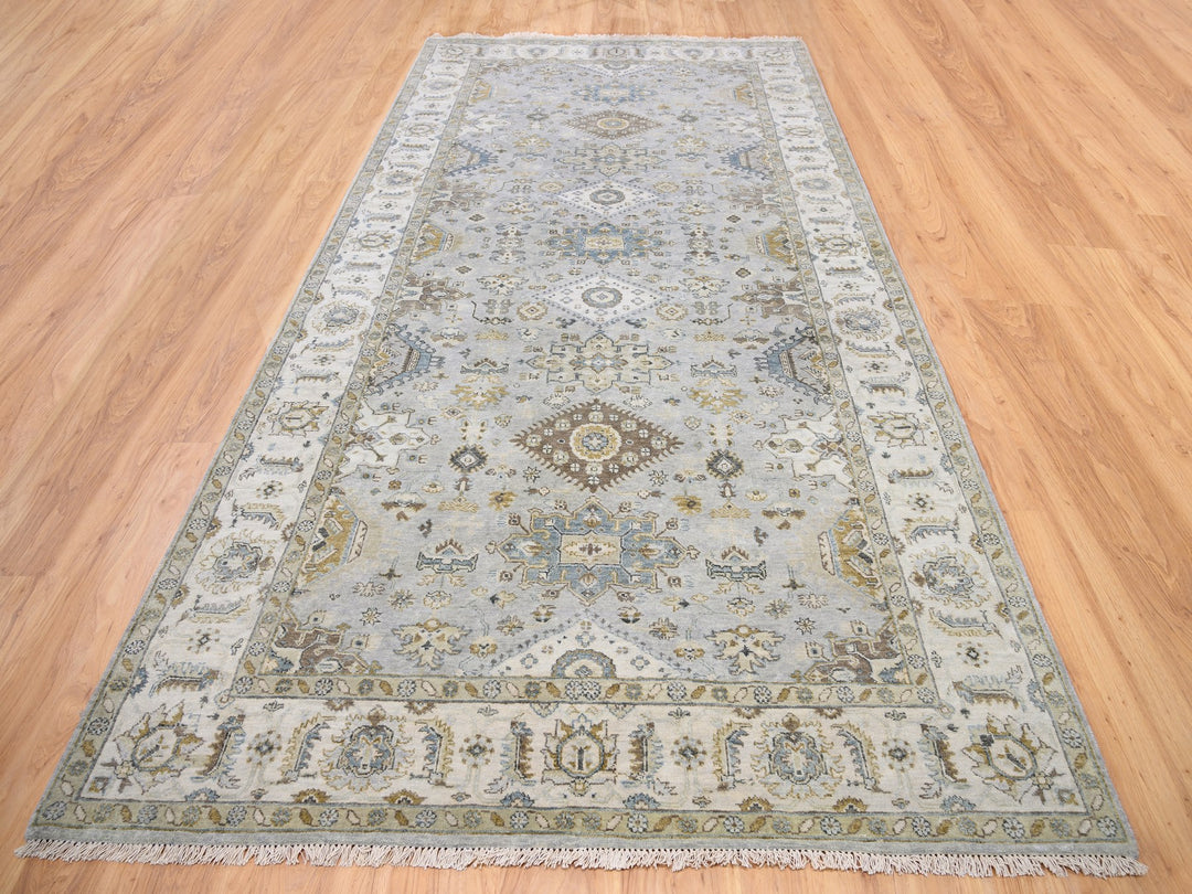 6'2" x 11'8" New Hand Knotted Grey Wool Runner Oriental Rug - MOA10262136