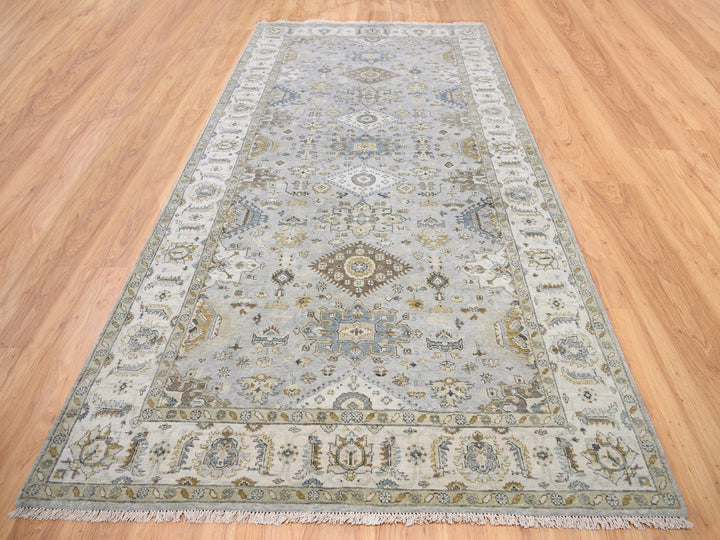 6'2" x 11'8" New Hand Knotted Grey Wool Runner Oriental Rug - MOA10262136