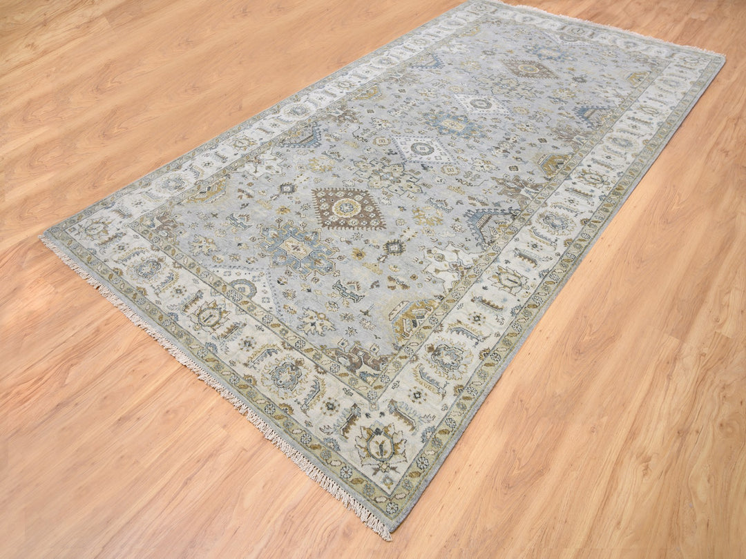 6'2" x 11'8" New Hand Knotted Grey Wool Runner Oriental Rug - MOA10262136