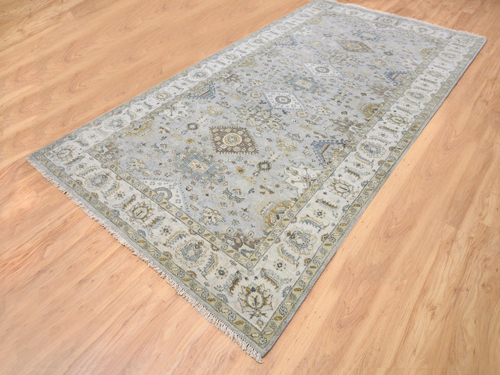 6'2" x 11'8" New Hand Knotted Grey Wool Runner Oriental Rug - MOA10262136