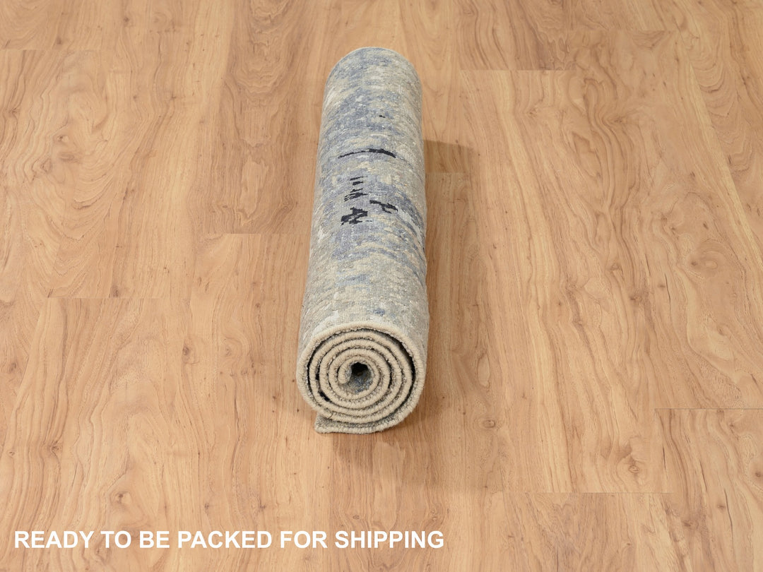 3'0" x 5'1" New Hand Knotted Ivory Wool & Silk Rectangle Oriental Rug - MOA10262154