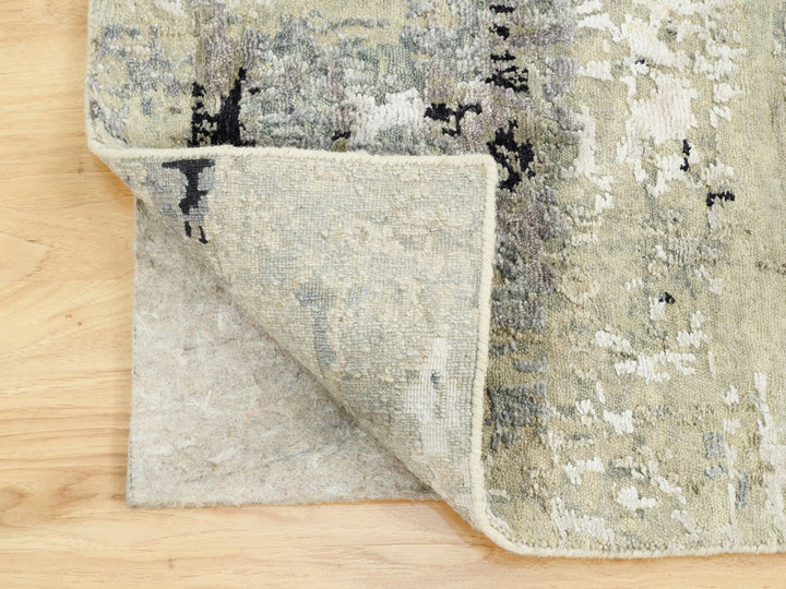 3'0" x 5'0" New Hand Knotted Beige Wool & Silk Rectangle Oriental Rug - MOA10262167