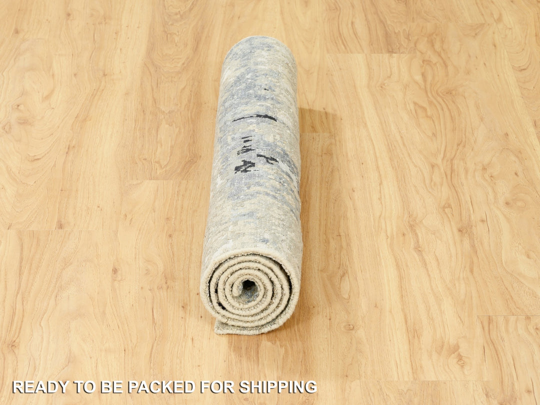 3'0" x 5'0" New Hand Knotted Beige Wool & Silk Rectangle Oriental Rug - MOA10262167