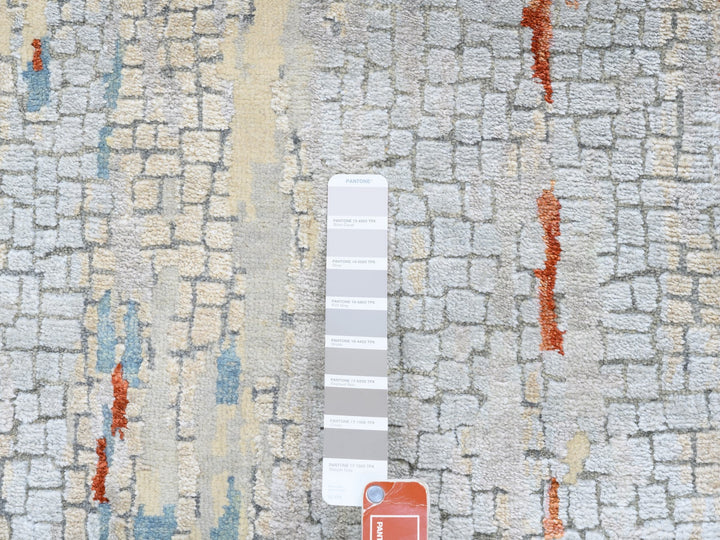 2'7" x 20'0" New Hand Knotted Orange Wool & Silk Runner Oriental Rug - MOA10262172