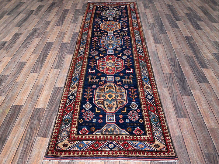 2'9" x 8'4" New Hand Knotted Blue Wool Runner Oriental Rug - MOA102621