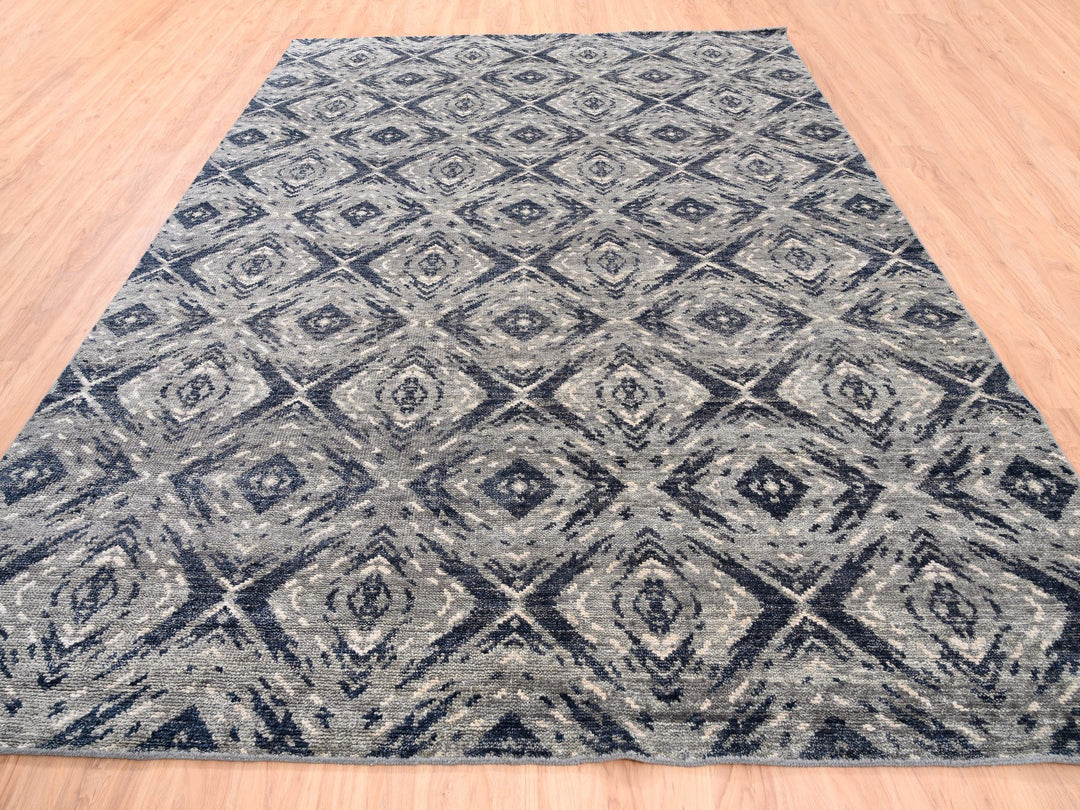 9'0" x 12'0" New Hand Knotted Black Wool Rectangle Oriental Rug - MOA10262200