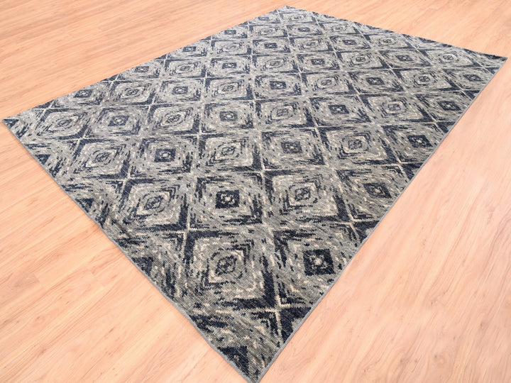 9'0" x 12'0" New Hand Knotted Black Wool Rectangle Oriental Rug - MOA10262200
