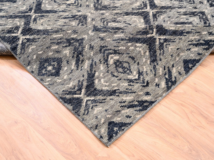9'0" x 12'0" New Hand Knotted Black Wool Rectangle Oriental Rug - MOA10262200