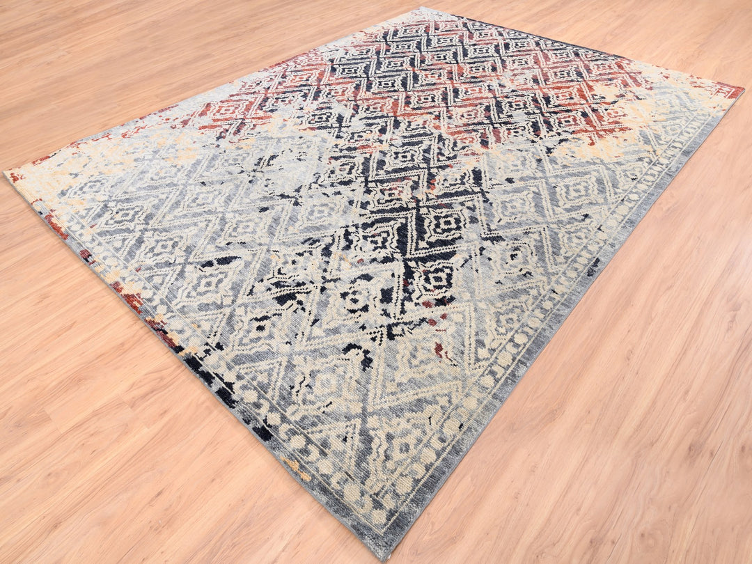 9'0" x 12'1" New Hand Knotted Black Wool Rectangle Oriental Rug - MOA10262202