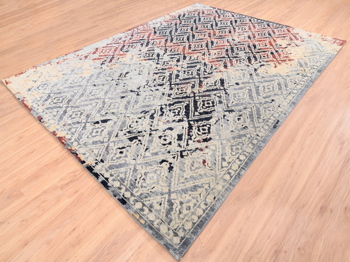 9'0" x 12'1" New Hand Knotted Black Wool Rectangle Oriental Rug - MOA10262202