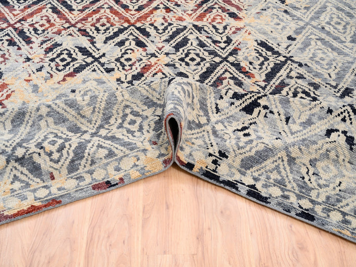 9'0" x 12'1" New Hand Knotted Black Wool Rectangle Oriental Rug - MOA10262202