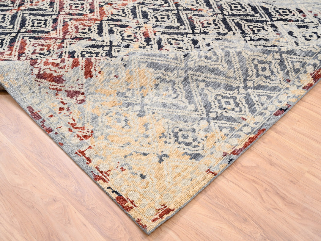 9'0" x 12'1" New Hand Knotted Black Wool Rectangle Oriental Rug - MOA10262202
