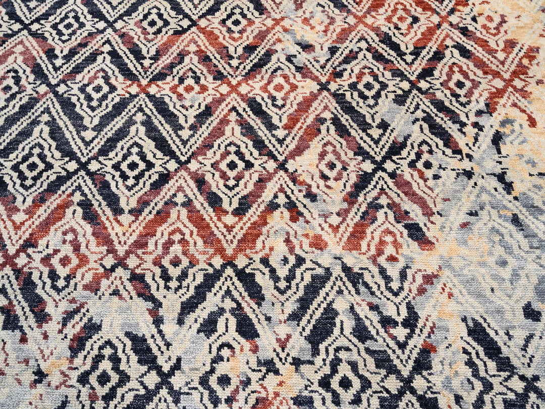 9'0" x 12'1" New Hand Knotted Black Wool Rectangle Oriental Rug - MOA10262202