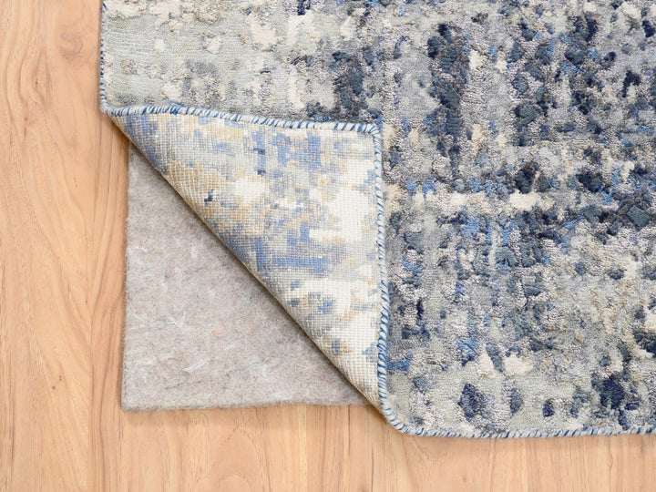 2'5" x 10'0" New Hand Knotted Blue Wool & Silk Runner Oriental Rug - MOA10262262