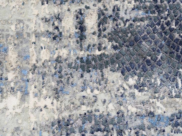 2'5" x 10'0" New Hand Knotted Blue Wool & Silk Runner Oriental Rug - MOA10262262