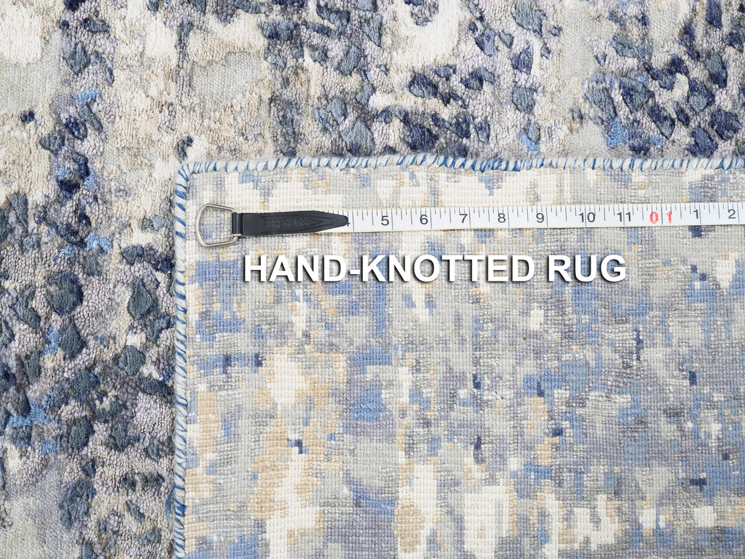 2'5" x 10'0" New Hand Knotted Blue Wool & Silk Runner Oriental Rug - MOA10262262
