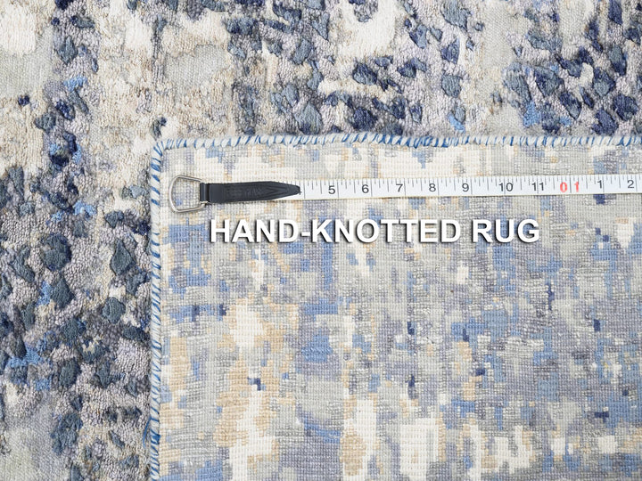 2'5" x 10'0" New Hand Knotted Blue Wool & Silk Runner Oriental Rug - MOA10262262