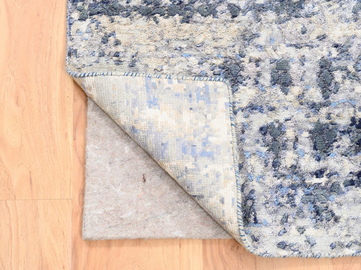 2'5" x 6'1" New Hand Knotted Blue Wool & Silk Runner Oriental Rug - MOA10262263