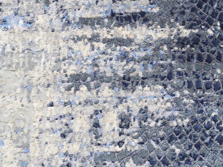 2'5" x 6'1" New Hand Knotted Blue Wool & Silk Runner Oriental Rug - MOA10262263