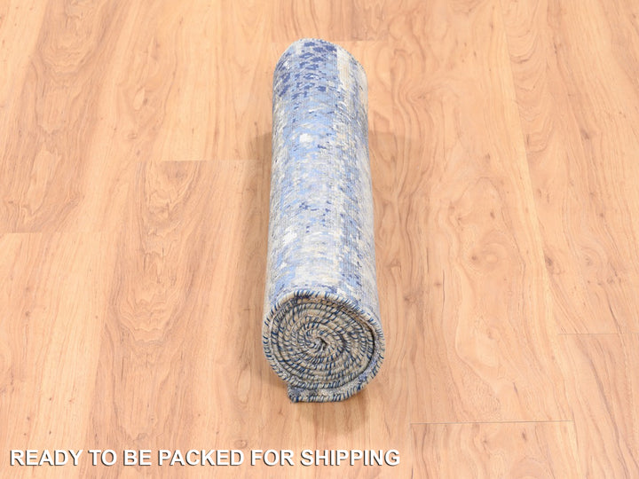 2'5" x 6'1" New Hand Knotted Blue Wool & Silk Runner Oriental Rug - MOA10262263