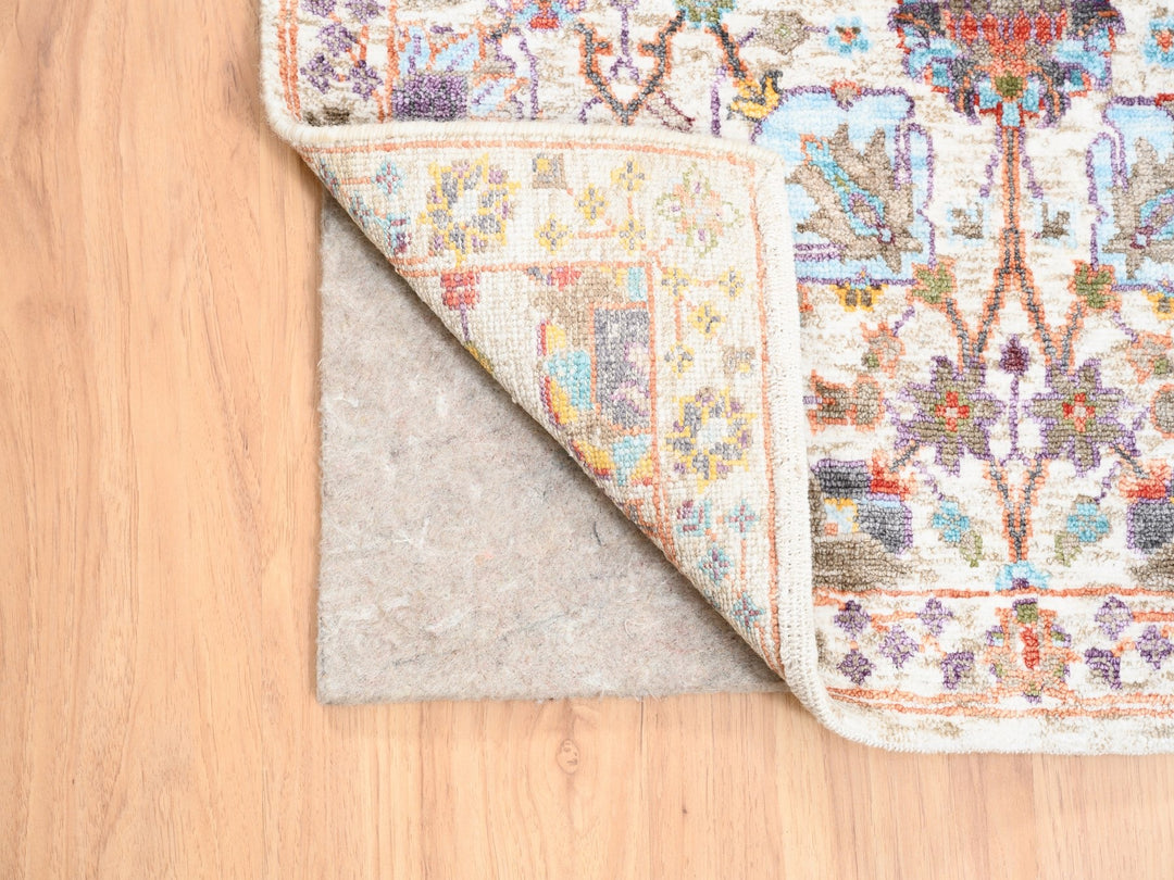 2'6" x 16'1" New Hand Knotted Ivory Wool & Silk Runner Oriental Rug - MOA10262288