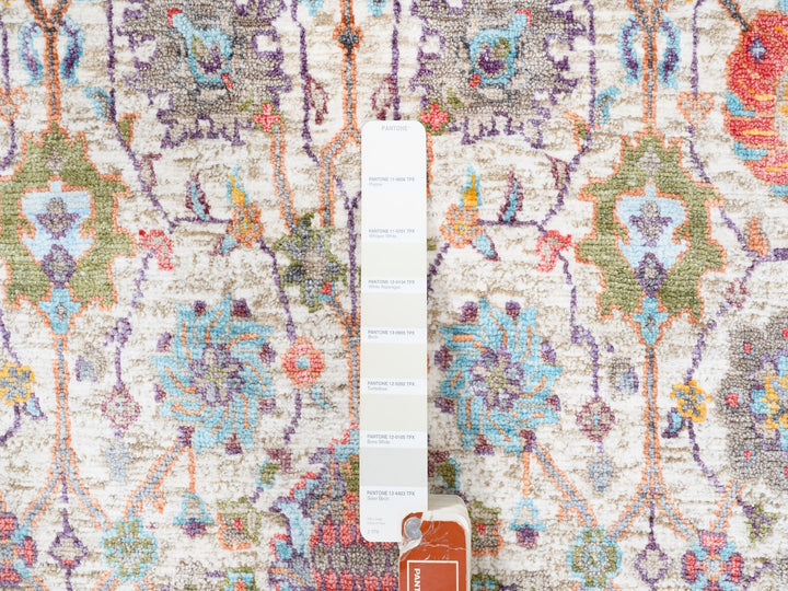 2'6" x 16'1" New Hand Knotted Ivory Wool & Silk Runner Oriental Rug - MOA10262288