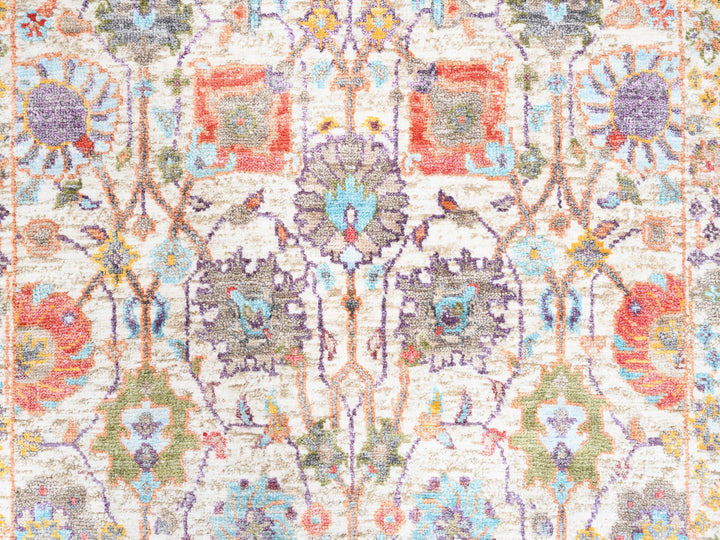 2'6" x 16'1" New Hand Knotted Ivory Wool & Silk Runner Oriental Rug - MOA10262288