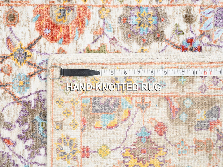 2'6" x 16'1" New Hand Knotted Ivory Wool & Silk Runner Oriental Rug - MOA10262288
