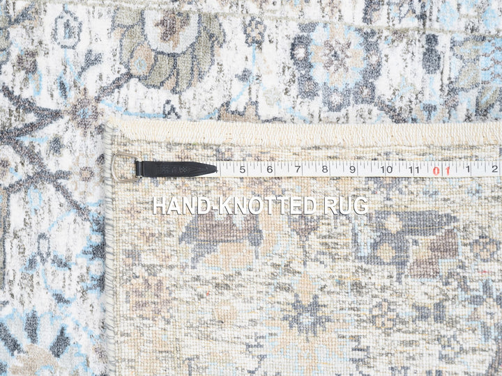 2'6" x 8'2" New Hand Knotted Ivory Wool & Silk Runner Oriental Rug - MOA10262289