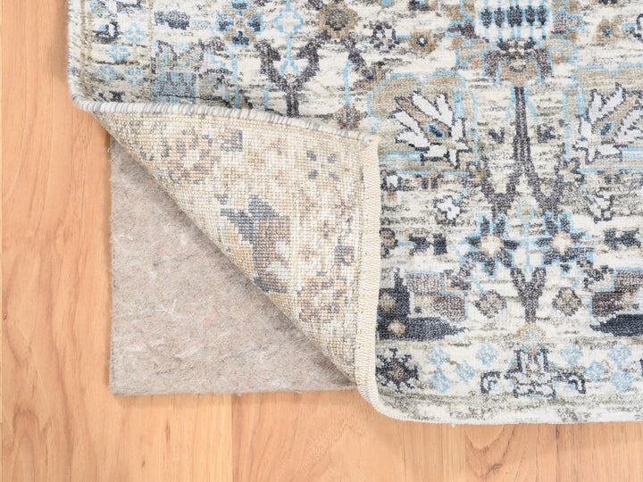 2'5" x 6'2" New Hand Knotted Ivory Silk Runner Oriental Rug - MOA10262291