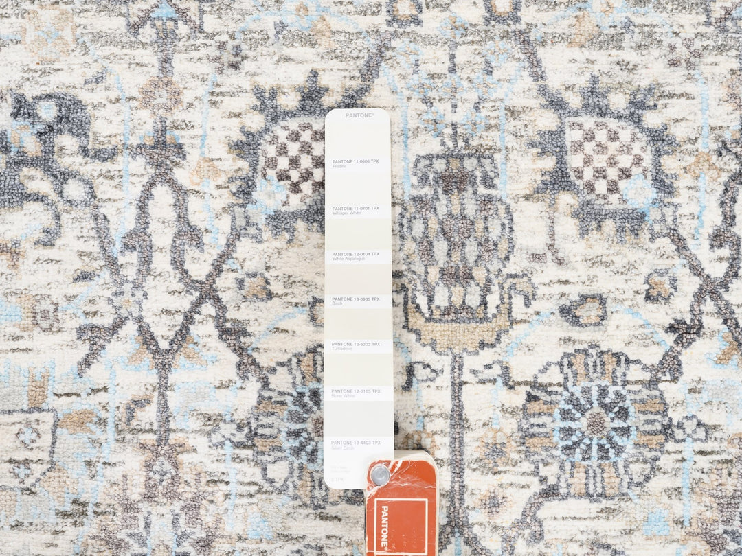 2'5" x 6'2" New Hand Knotted Ivory Silk Runner Oriental Rug - MOA10262291
