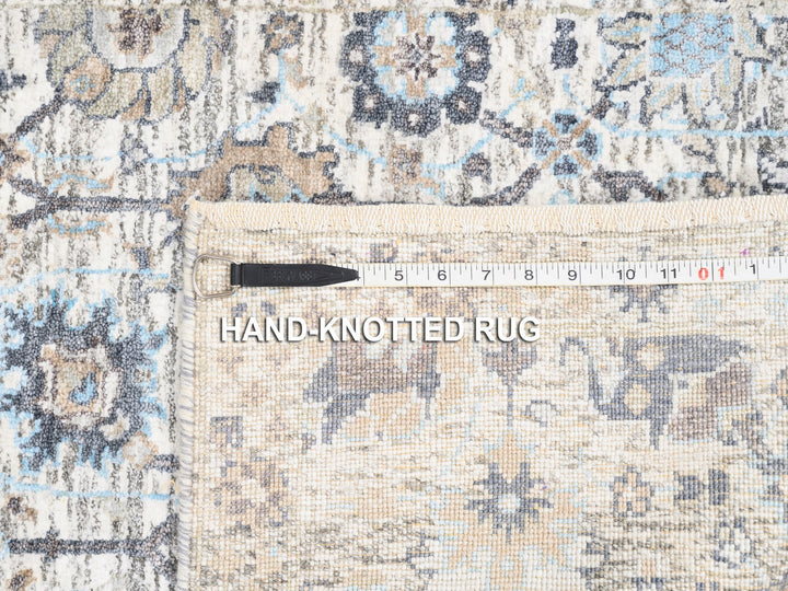 2'5" x 6'2" New Hand Knotted Ivory Wool & Silk Runner Oriental Rug - MOA10262291