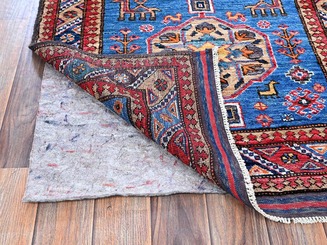 2'8" x 9'7" New Hand Knotted Blue Wool Runner Oriental Rug - MOA102622