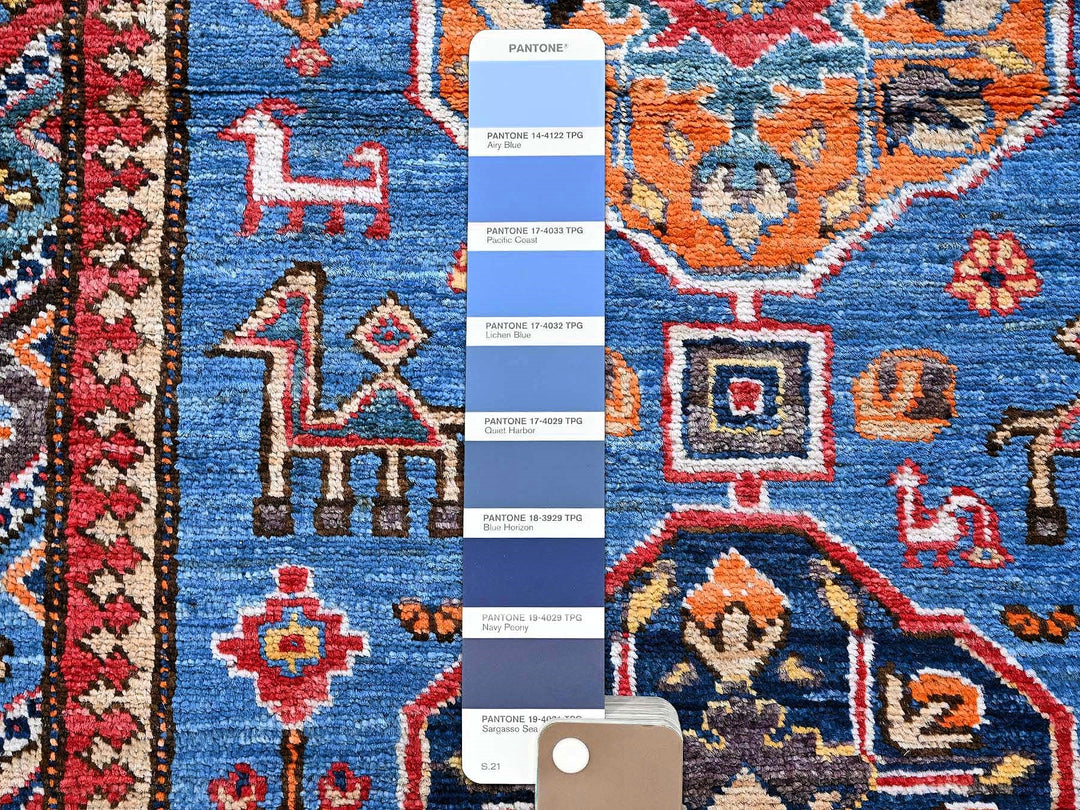 2'8" x 9'7" New Hand Knotted Blue Wool Runner Oriental Rug - MOA102622